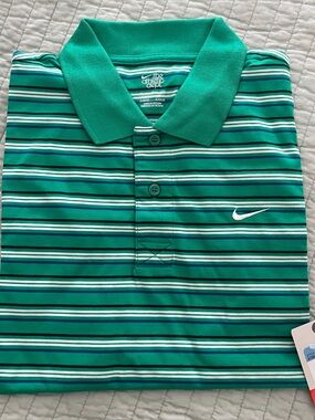 Rare custom Nike Club Green Striped Polo